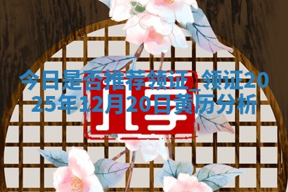 今日是否推荐领证,领证2025年12月20日黄历分析